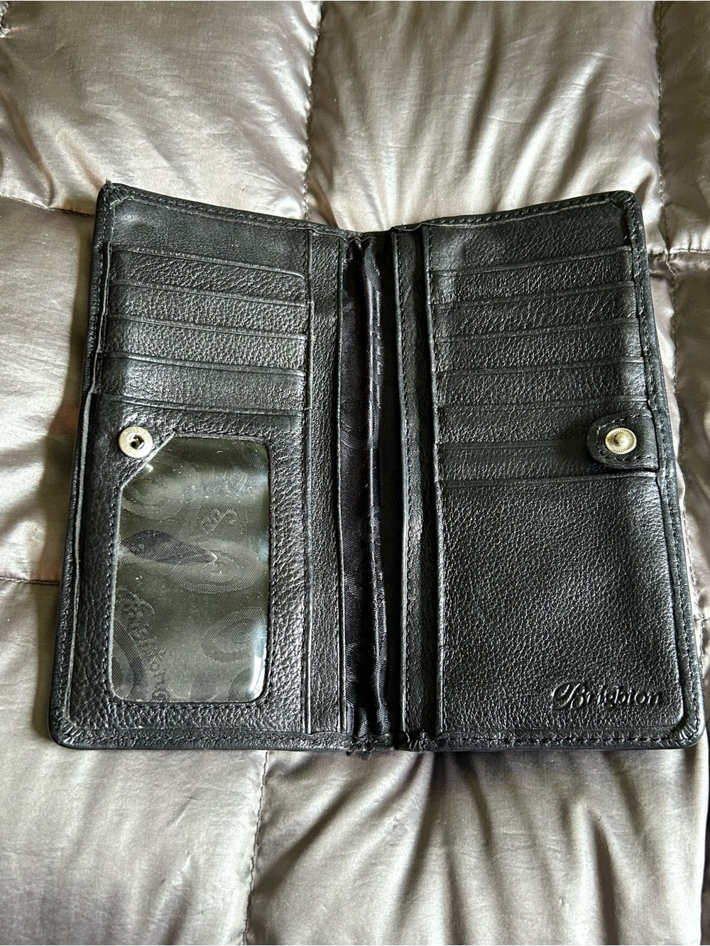 Brighton Black Leather Clutch Wallet with Silver Filigree Accent - Picture 3 of 8